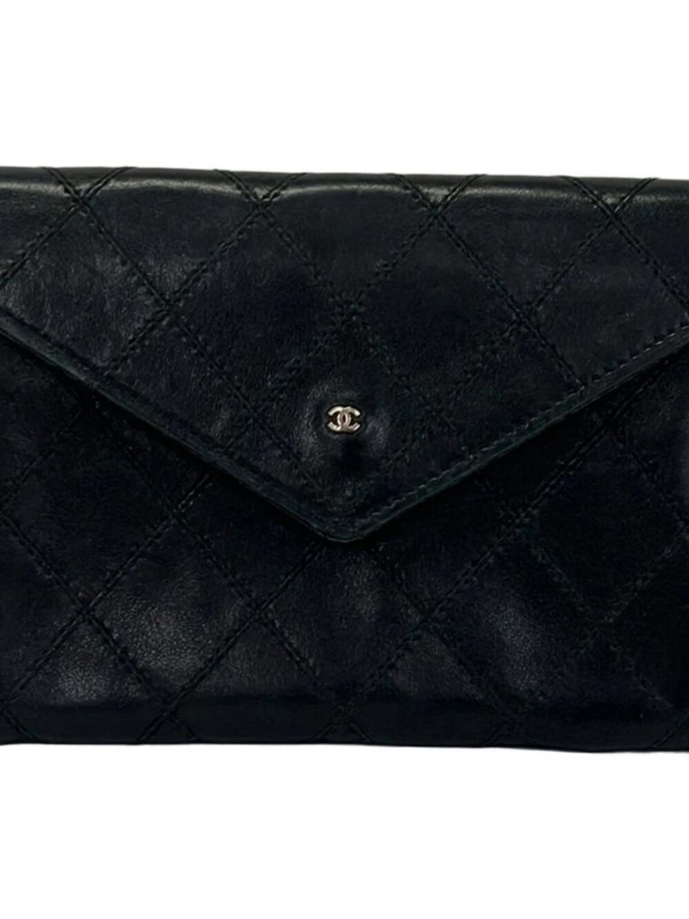 CHANEL Bicolore Black Leather Bifold Wallet